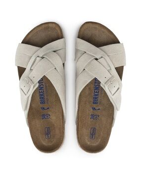 Birkenstock Crisscross Suede Sandals in Cream